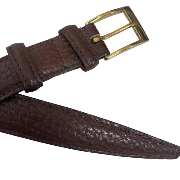 Dooney & Bourke Textured Brown Leather Belt Mens 40 Brass Buckle Made In USA - Picture 1 of 11
